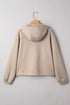 Contrast Bow Embroidered Satin Drawstring Zip Front Hooded Drop Shoulder Jacket